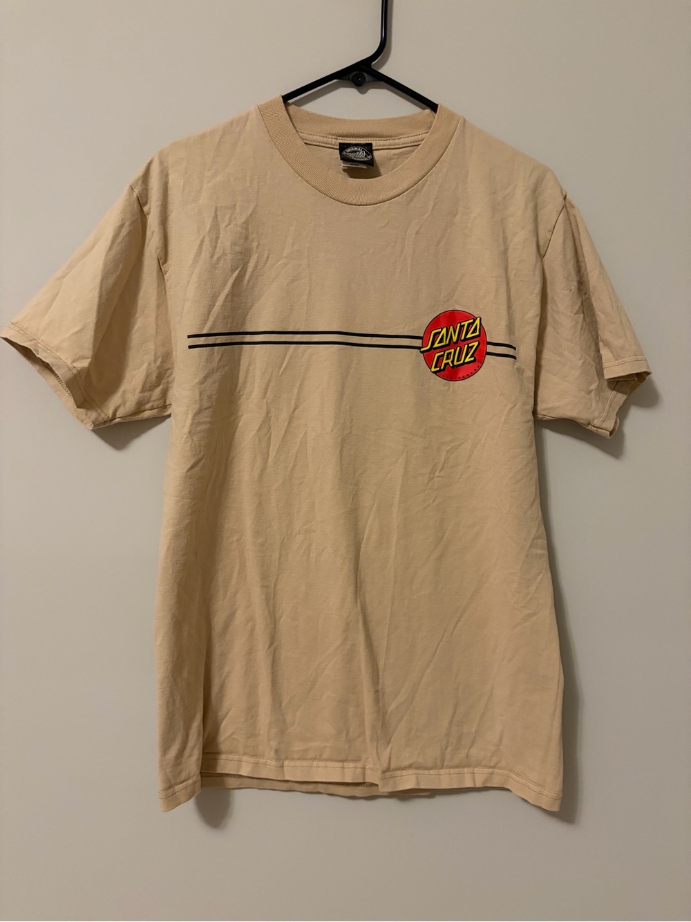 Santa Cruz Skateboards Tan Tee with Red Logo Men’s Medium